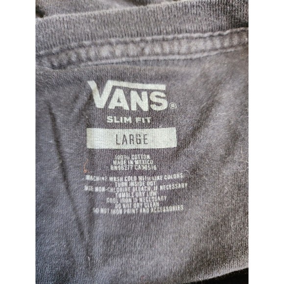 VANS Off The Wall Black T-Shirt Size Large Skater Slim Fit - Picture 5 of 5
